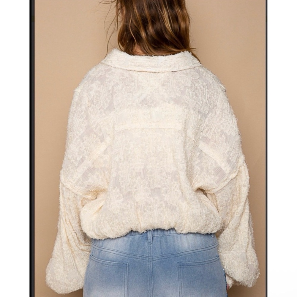 POL Cream Plush Button-Front Jacket - Picture 3 of 4